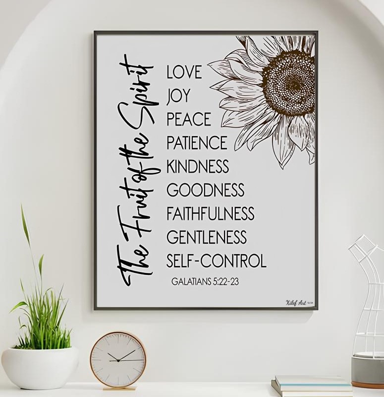 The Fruit of the Spirit, Galatians 5:22-23 | Single, Christian Wall Art, A3 at XILEF Art
